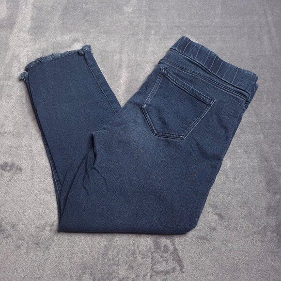 Liverpool Womens Pull-On Skinny Crop Jeans 10 Dark Wash Frayed Hem Mid Rise - Picture 1 of 8